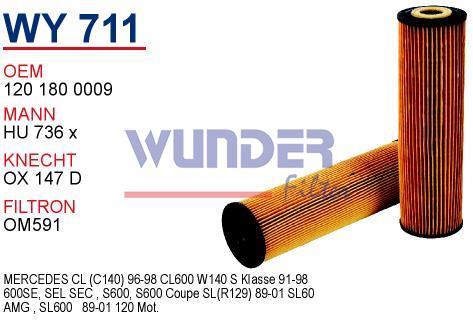 WUNDER WY711 YAĞ FİLTRESİ - MERCEDES 129 - 140 KASA 120 MOTOR