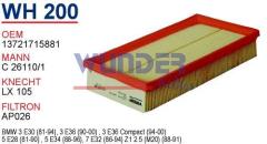 WUNDER WH200 HAVA FİLTRESİ - BMW E30 316i-318i - E36 316İ-318İ -