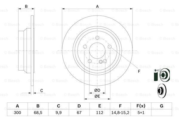 Bosch 986479041 Fren Diski Arka Mercedes W211 W212 2002 Sonrası Düz 300Mm