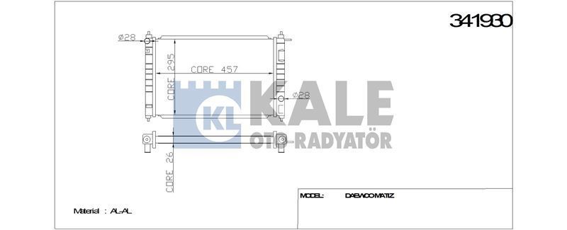 Kale 341930 Radyatör Daewoo Matız  Al-Pl-Brz