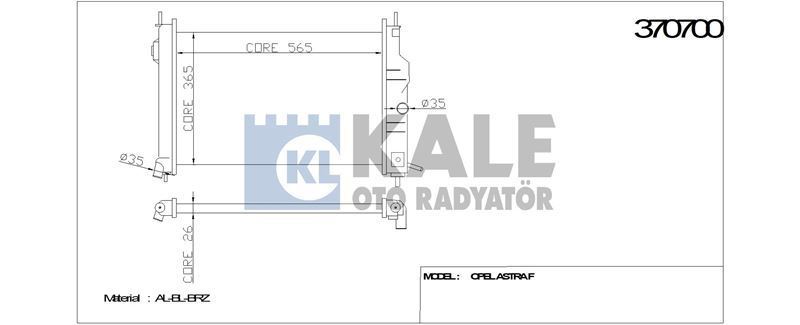 Kale 370700 Su Radyatörü Astra F 1991 Sonrası 1.4 16V 1.7D 1.8I 1.816V 2.0