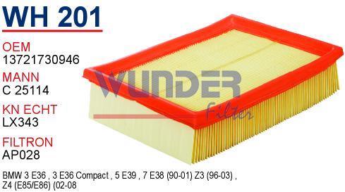 WUNDER WH201 HAVA FİLTRESİ - BMW E36 3.20İ - E39 - E46 M50