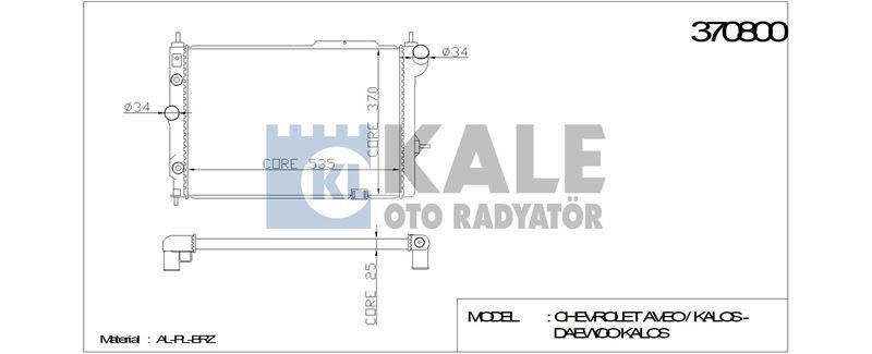 Kale 370800 Su Radyatörü Astra F 1991 Sonrası 1.4 16V At Nac 535X368X22
