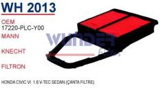 WUNDER WH2013 HAVA FİLTRESİ - HONDA CIVIC VI 1.6 V-TEC SEDAN (ÇAN