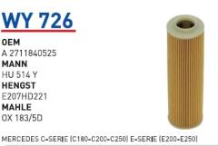 WUNDER WY726 YAĞ FİLTRESİ - MERCEDES C-SERİE(C180-C200-C250) E-SE