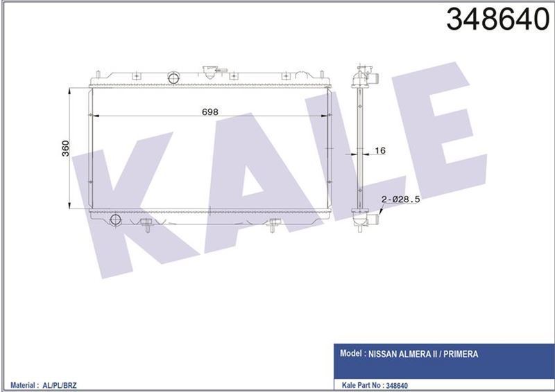 Kale 348640 Radyatör Mekanık Prımera P12Â  Almera N16 2002 Sonrası 21410-B