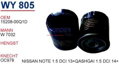 WUNDER WY805 YAĞ FİLTRESİ - CLIO IV 1.5 DCI,LOGAN II 1.5 DCI