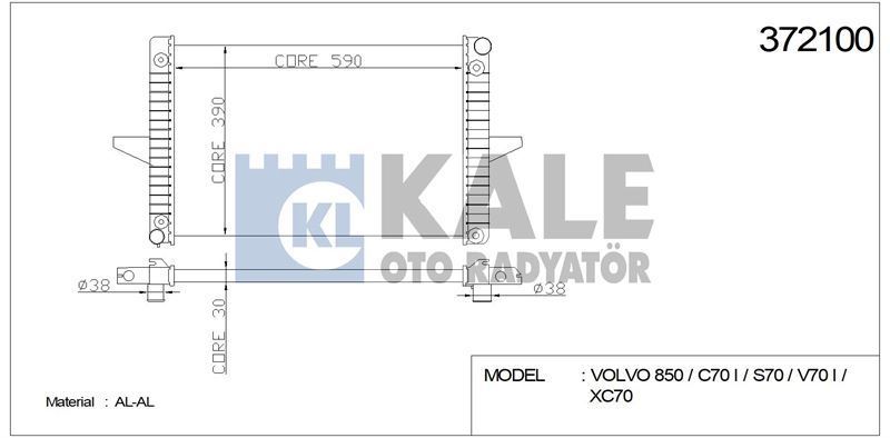 Kale 372100 Su Radyatörü S70 96-98 At Xc70 1998-2000 2.5T At C70 97-9