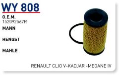 WUNDER WY808 YAĞ FİLTRESİ - RENAULT CLIO V-KADJAR-MEGANE IV -DACI