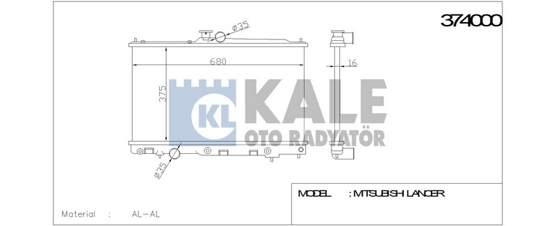 Kale 374000 Radyatör Lancer Al Pl Brz 685X375X16