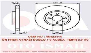 Valeo 186153 Fren Diski Ön Palıo 1996 Sonrası Albea Doblo 2001 Sonrası Tempra 2.0 M