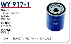 WUNDER WY917/1 YAĞ FİLTRESİ - HONDA CİVİC Y.M - CiTY - JAZZ