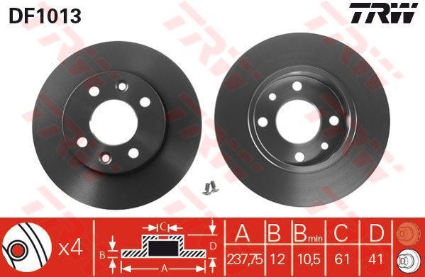 Trw Df1013 Fren Diski Ön R9 R11 R19 Düz 237,75Mm