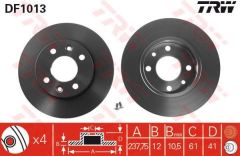 Trw Df1013 Fren Diski Ön R9 R11 R19 Düz 237,75Mm