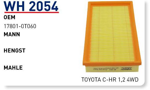 WUNDER WH2054 HAVA FİLTRESİ - TOYOTA C-HR 1,2 4WD