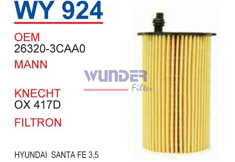 WUNDER WY924 YAĞ FİLTRESİ - HYUNDAİ SANTA FE 3.5