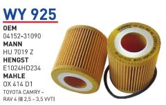 WUNDER WY925 YAĞ FİLTRESİ - TOYOTA CAMRY -RAV 4 III 2,5 - 3,5 VVT