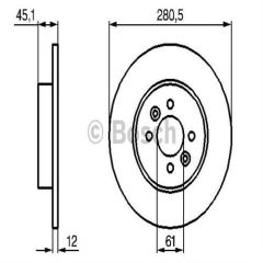 Bosch 986479195 Fren Diski Arka Kangoo 2001 Sonrası 280.50X12 4 Delık