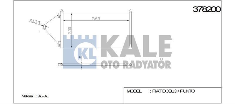 Kale 378200 Klima Radyatörü Doblo 2001 Sonrası 1.3 Jtd 1.9 Jtd 605X305X16