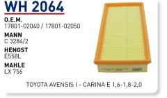 WUNDER WH2064 HAVA FİLTRESİ - TOYOTA AVENSİS I - CARİNA E 1,6-1,8