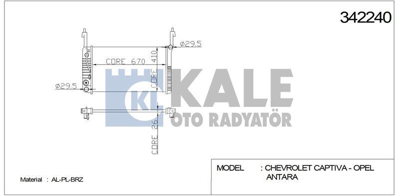 Kale 342240 Su Radyatörü Antara 2006 Sonrası 2.0 Cdtı / Captıva 2006 Sonrası 2.0 Cd