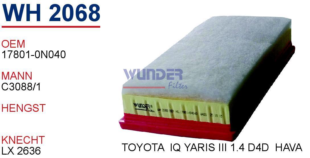 WUNDER WH2068 HAVA FİLTRESİ - TOYOTA IQ 1,4 - YARİS II(XP9) 1,4 D