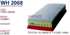 WUNDER WH2068 HAVA FİLTRESİ - TOYOTA IQ 1,4 - YARİS II(XP9) 1,4 D