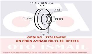 Valeo 186230 Fren Diski Ön R9 R11 R19 Düz 237,75Mm