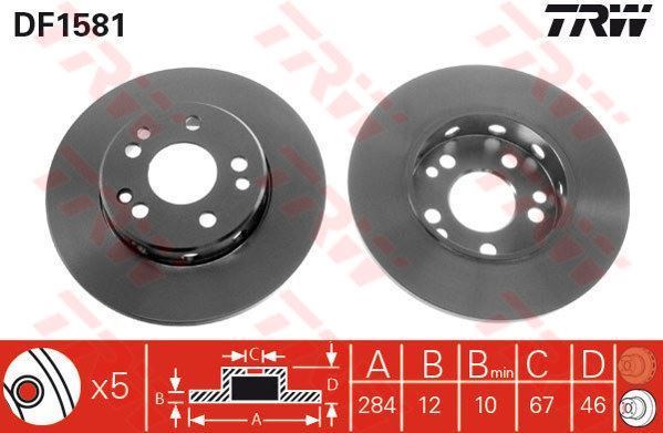 Trw Df1581 Fren Diski Ön Mecedes W124 85-95 Düz 284Mm