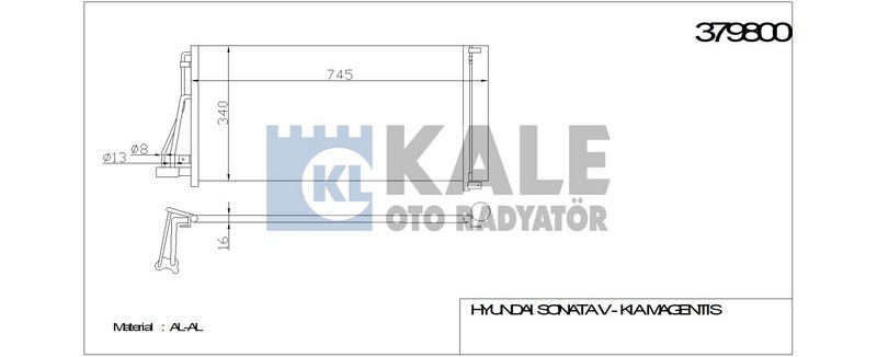 Kale 379800 Klima Radyatörü Sonata V Magentıs Al Al 693X341X16