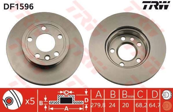 Trw Df1596 Fren Diski Ön Transporter T4 90-95 Havalı 280Mm