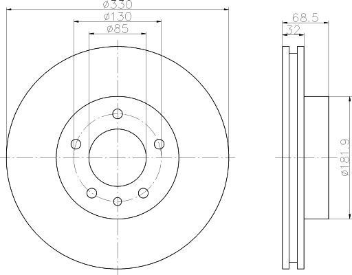 Bosch 986479248 Fren Diski Ön Sol Touareg 7L 2002 Sonrası Touareg 7P  2010 Sonrası /