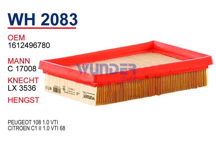 WUNDER WH2083 HAVA FİLTRESİ - TOYOTA PRIUS C 1.5 HYBRID-YARIS 1.5