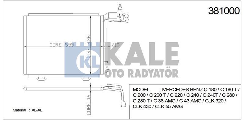 Kale 381000 Klima Radyatörü Mercedes W202 208 210 93-97 595X411X1
