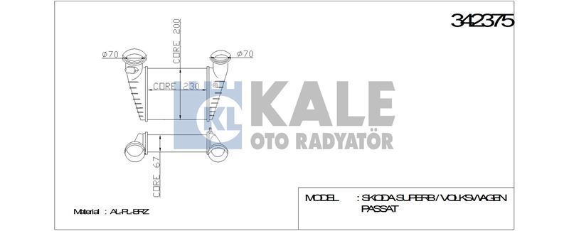 Kale 342375 Turbo Radyatörü Passat B5 2000 Sonrası 1.8T / Superb I 2001 Sonrası 1.8
