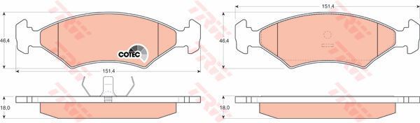Trw Gdb255 Fren Balatası Ön Fıesta Iıı 1989 Sonrası Escort Iv 1986 Sonrası Escort I