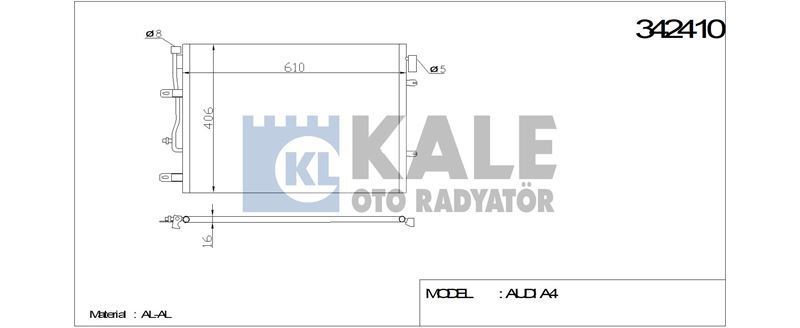Kale 342410 Klima Radyatörü A4 2001 Sonrası 1.8T 1.9 Tdı 2.0 Fsı 2.0 16V 2
