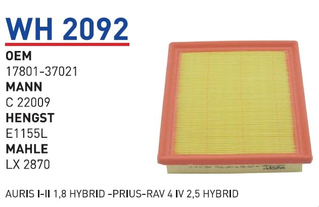 WUNDER WH2092 HAVA FİLTRESİ - AURIS I-II 1,8 HYBRİD -PRİUS-RAV 4