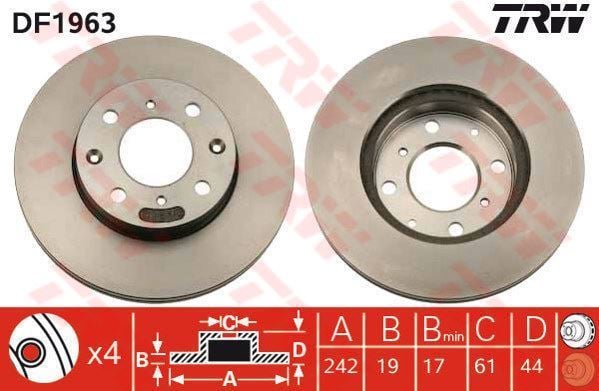 Fren Diski Ön Cıvıc 88-95  Crx 83-89 Integra 85-89 Havalı 242Mm