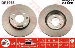 Fren Diski Ön Cıvıc 88-95  Crx 83-89 Integra 85-89 Havalı 242Mm