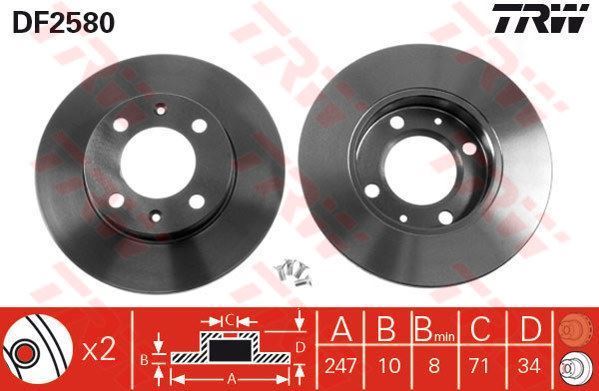 Trw Df2580 Fren Diski Arka 405 87-96 Düz 247Mm