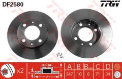 Trw Df2580 Fren Diski Arka 405 87-96 Düz 247Mm