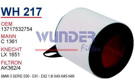 WUNDER WH217 HAVA FİLTRESİ - BMW 3 SERİE E90 - E91 - E92 1.8i N43