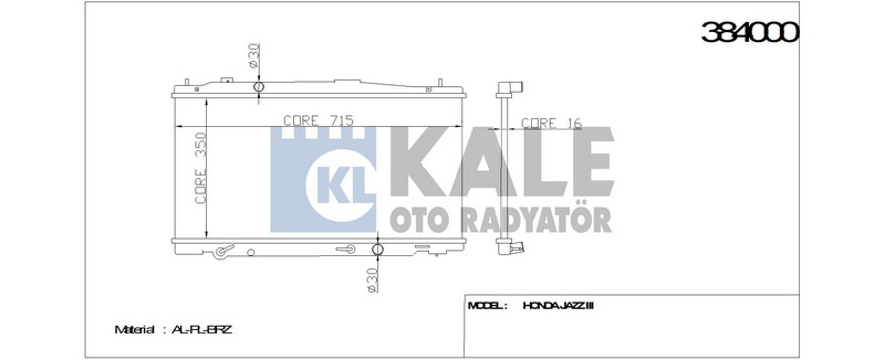 Kale 384000 Radyatör Jazz Iıı Al Pl Brz 350X715X16
