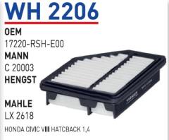 WUNDER WH2206 HAVA FİLTRESİ - HONDA CIVIC VIII HATCBACK 1,4