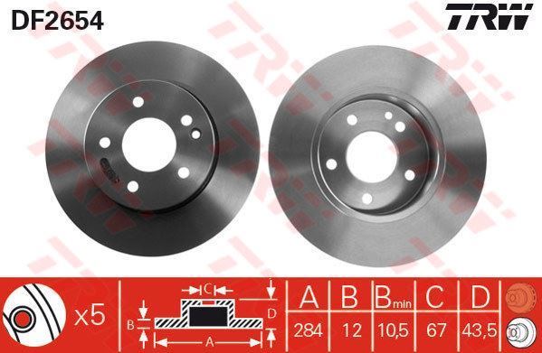 Trw Df2654 Fren Diski Ön Mercedes W202 93-00 Düz 284Mm