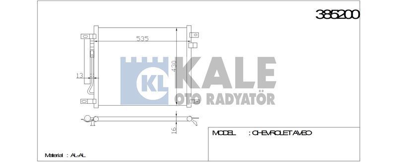 Kale 385200 Klima Radyatörü Aveo T250 T255 2008 Sonrası 1.2 16V 1.4 16V Vv