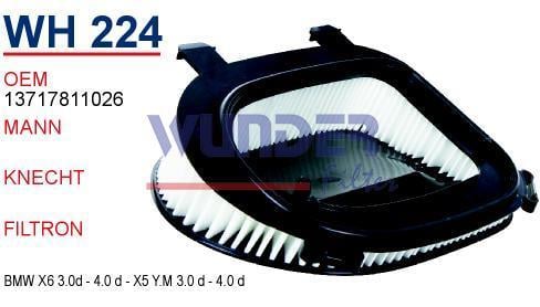 WUNDER WH224 HAVA FİLTRESİ - BMW X6 3,0d-4,0d BMW X5 Y.M 3,0d-4,0