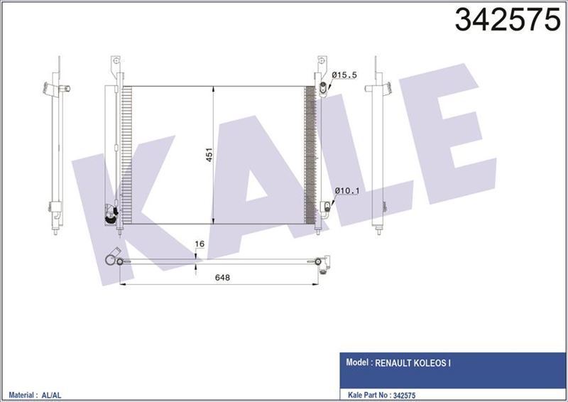 Kale 342575 Klima Radyatörü Koleos 08-