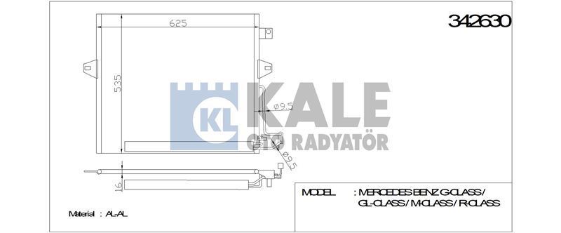 Kale 342630 Klima Radyatörü Mercedes W164 Gl320 2006 Sonrası Ml320 2005 Sonrası W25